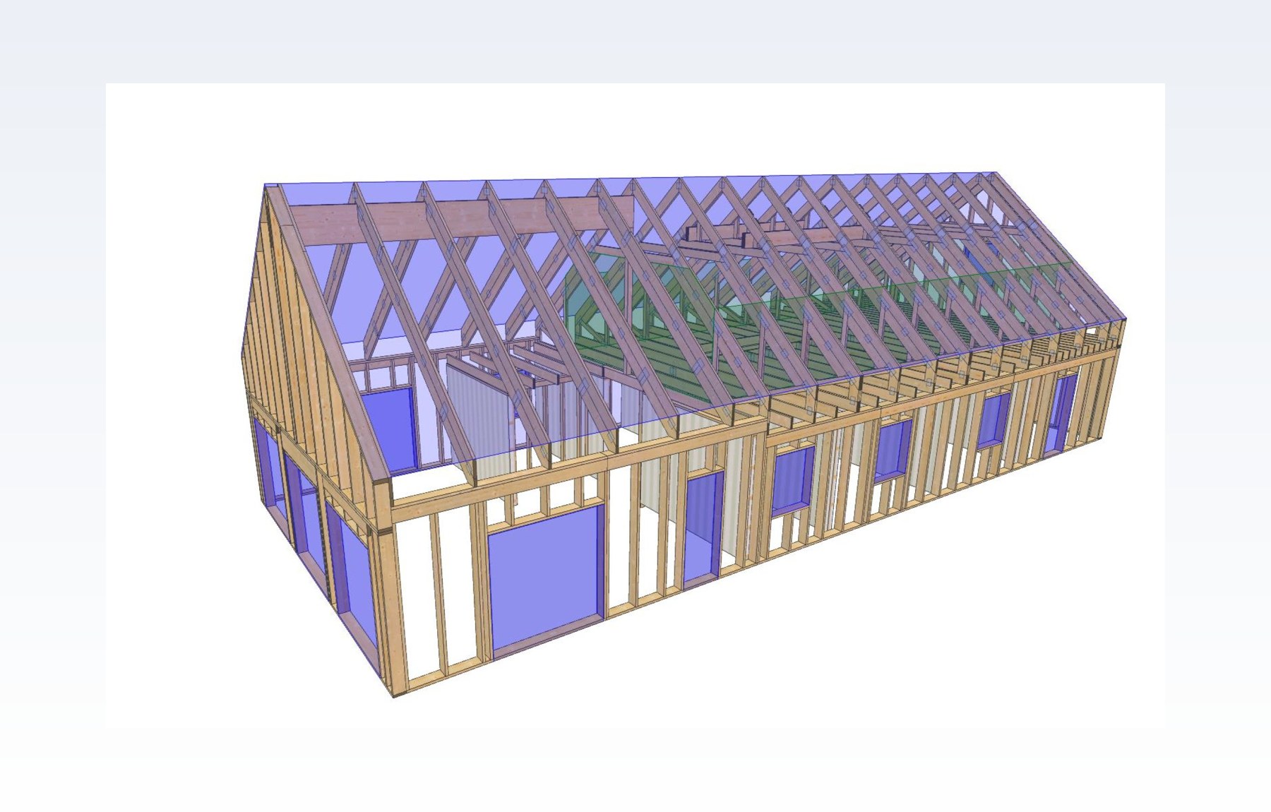 3D-ritning av husets stomme